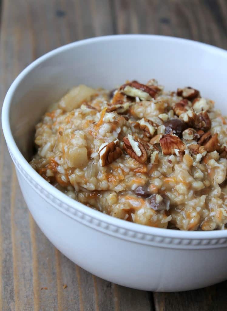 Slow Cooker Morning Glory Steel Cut Oats - Organize Yourself Skinny