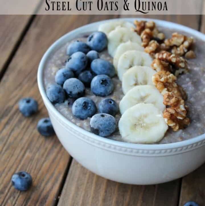 Slow Cooker Blueberry Banana Steel Cut Oatmeal & Quinoa - Organize ...