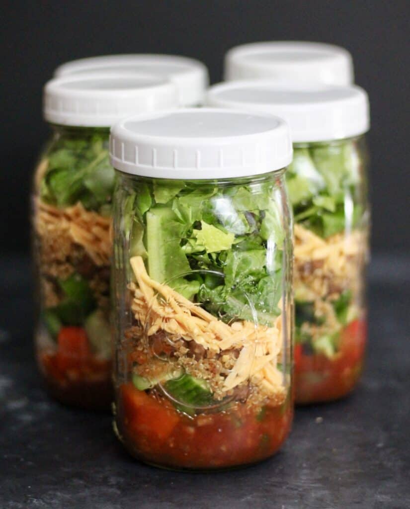 Vegan Taco Salad in a Jar - Organize Yourself Skinny