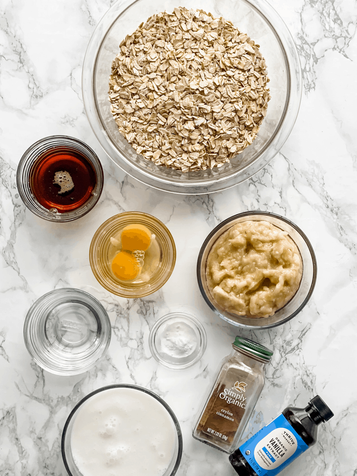 ingredients for banana baked oatmeal cups