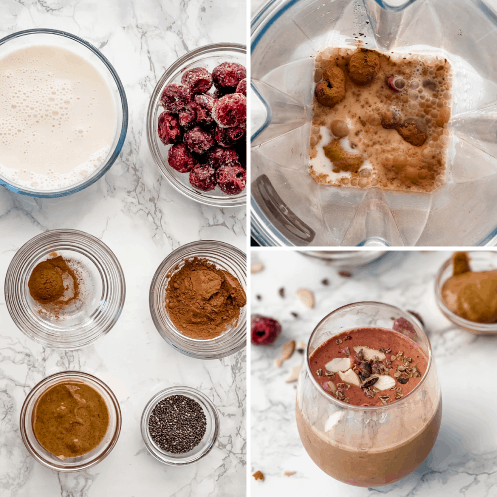 Chocolate Cherry Smoothie With Almond Butter Organize Yourself Skinny 