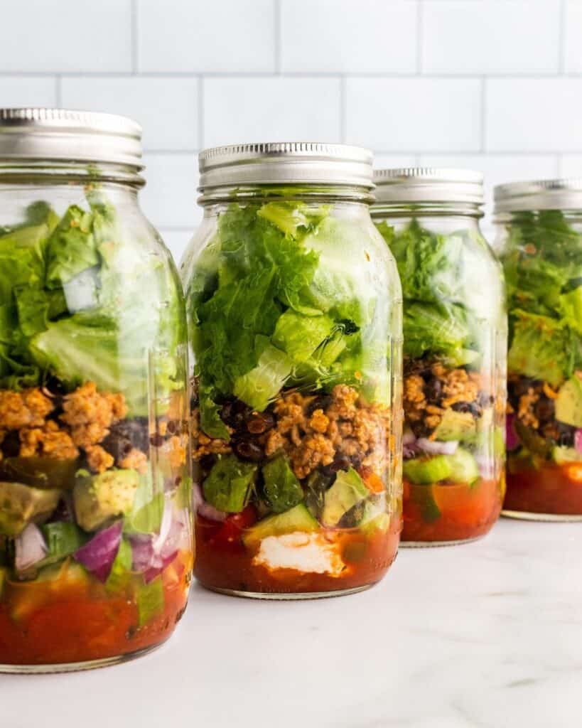 Healthy Taco Salad in Jar - Organize Yourself Skinny