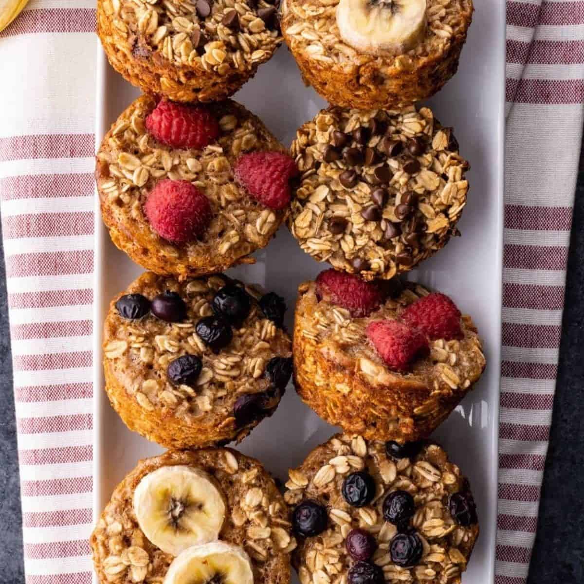 overhead picture of baked oatmeal cups.