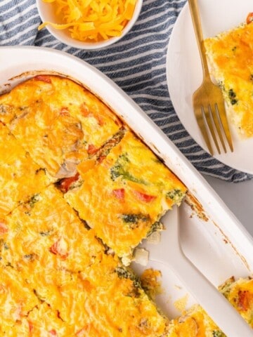 overhead view of vegetable egg casserole