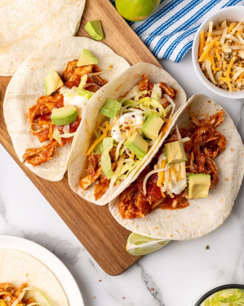 Slow Cooker Shredded Chicken Tacos - Organize Yourself Skinny